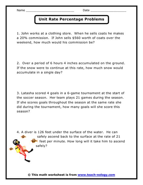 unit rate word problems worksheet 6th grade